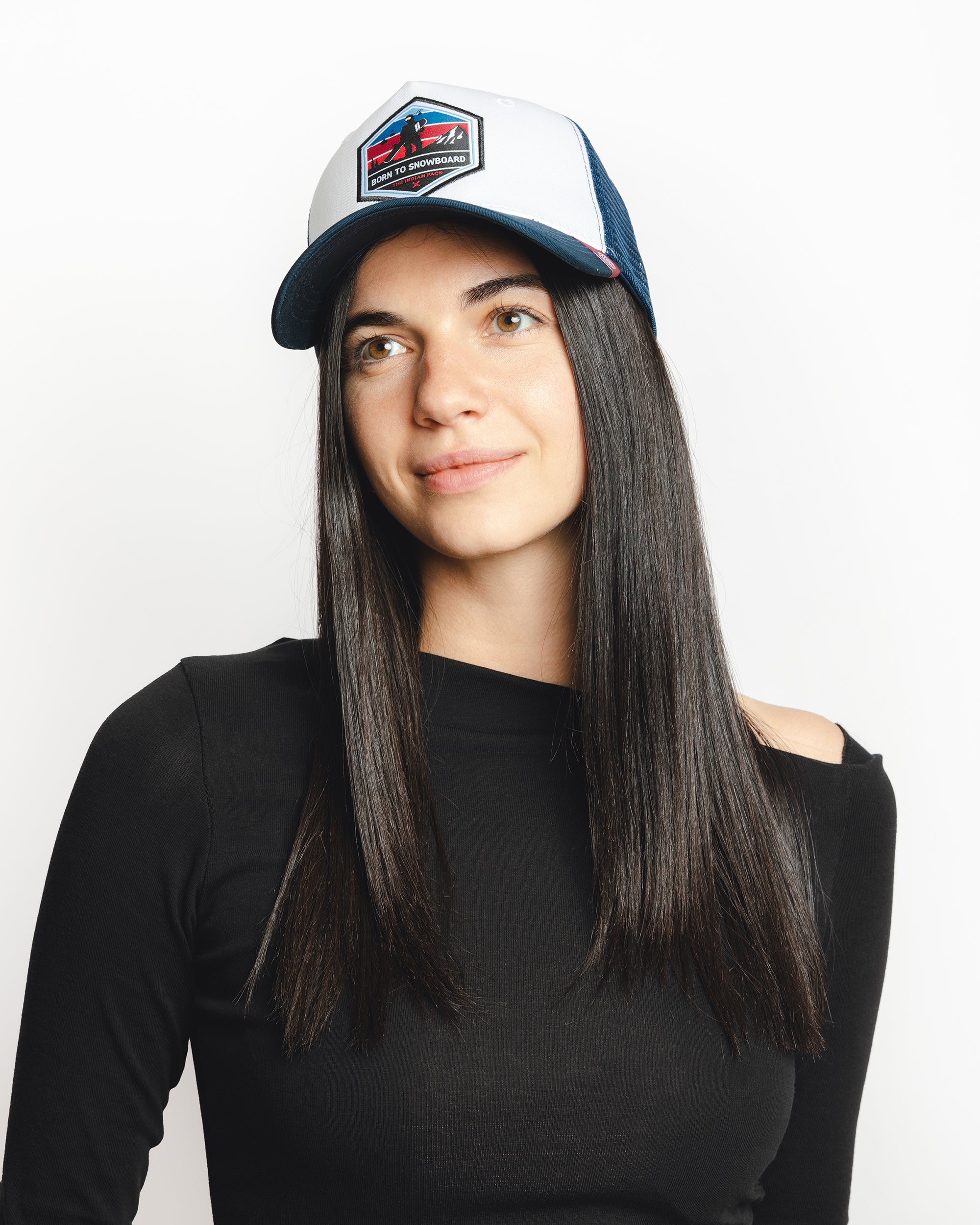 Nascido em snowboard branco / azul