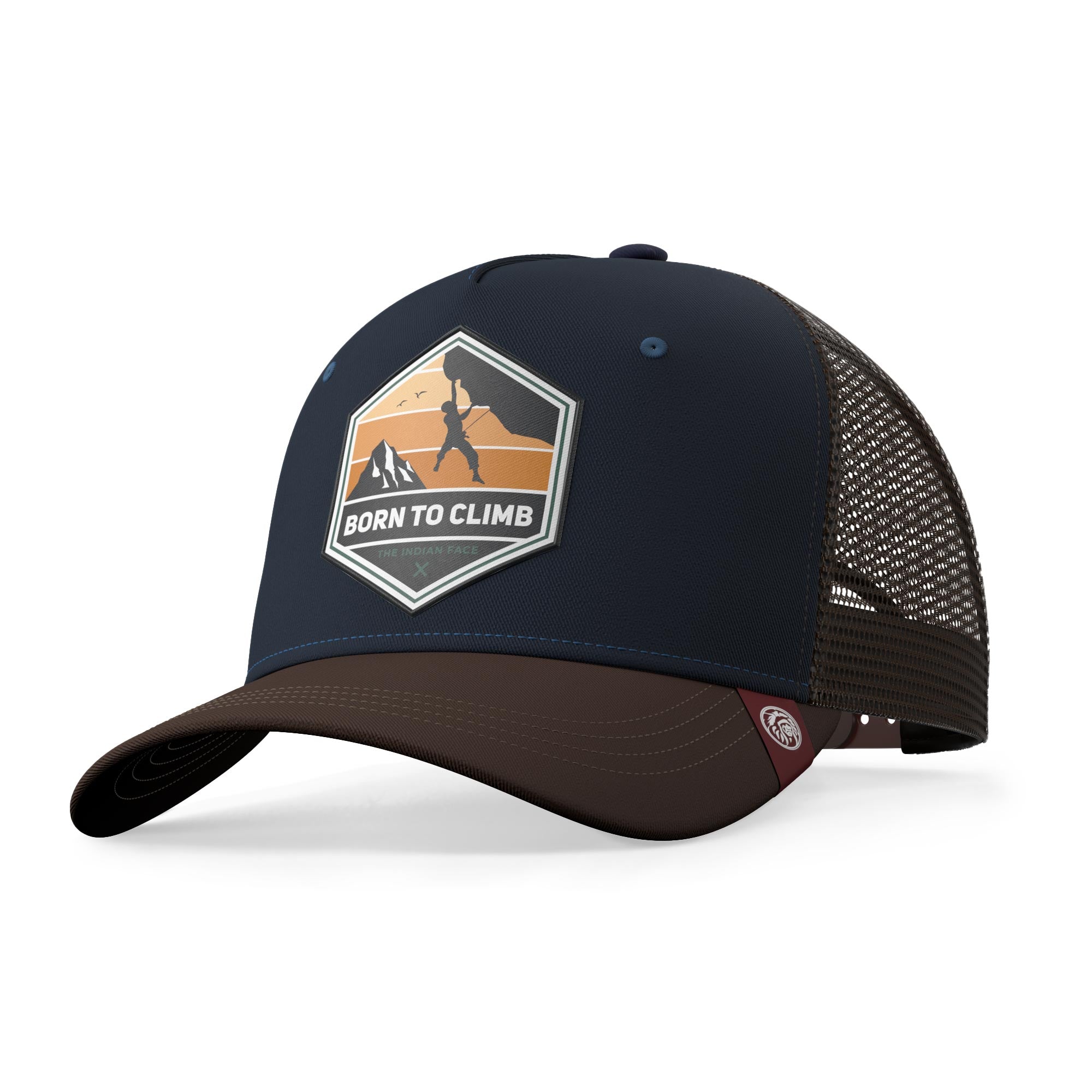 Gorra trucker deportiva unisex para hombre y mujer Born to Climb Blue / Brown